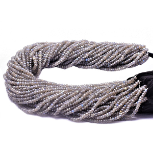 Cuentas facetadas de labradorita en forma de rondel de 3-4 mm, hilo azul y gris de 13.25 pulgadas para la fabricación de joyas - Product Image 2