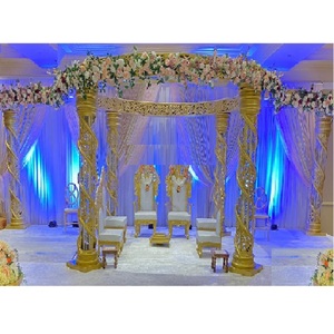 Mandap de mariage de luxe en cristal doré, exclusif aux États-Unis, fibres de cristal, mandap de mariage splendide, mandap en FRP doré, Nouveau-Jersey - Product Image 1