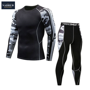 <b>Compression</b> Workout Sportswear Men's Gym Suits Long Sleeve <b>Shirt</b> Pants Fitness Tight Running Set Polyester/Nylon Lightweight - Product Image 2