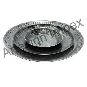 Juego de bandejas martilladas de color gris oscuro galvanizadas con estilo de alta calidad, servicio ecológico para el hogar, restaurante, Hotel - Product Image 1