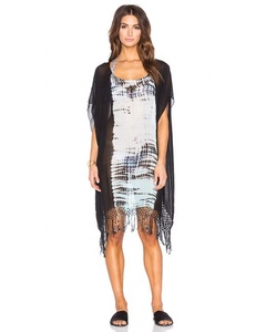 2019 temporada de verano ropa de playa para mujer Tie Dye ligero Bikini Cover-Up con flecos secado rápido ecológico transpirable - Product Image 1