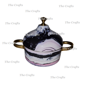 Cazuela de metal de diseño admirable con asas doradas y perilla, olla caliente para servir alimentos de la más alta calidad a precios bajos - Product Image 1