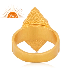 925 Sterling Silver 18k Gold Plated Textured <b>Ring</b> for Women Silver Jewelry Manufacturer - Product Image 2