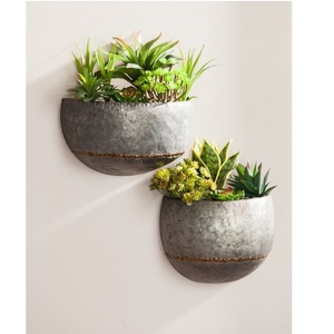 Macetero de pared para Casa de Campo de Navidad, contenedor de paja galvanizada encantadora, Juego de 2 plantas caseras con acabado rústico, con flores de transporte - Product Image 2