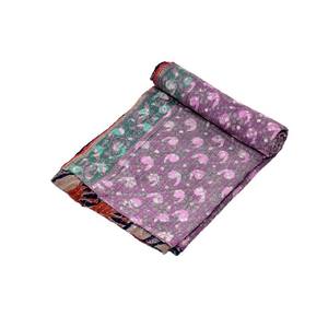 Kantha <b>Quilt</b> Hand Stitched Cotton Bohemian Reversible <b>Quilt</b> Bedcover Summer Use Hotel & Home Wedding Bedding Sets <b>Blanket</b> - Product Image 3