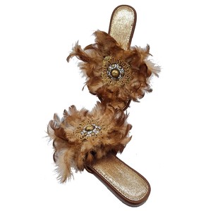 European Beaded Women's Genuine Leather <b>Flats</b> Sandals TPR Sole Crystal Brooch Ethnic Boho Platform Style Natural Upper Spring - Product Image 5