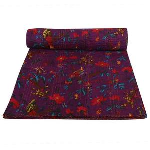 Indian Handmade Beautiful <b>Comforter</b> <b>Bed</b> Cover Bedspread Blanket Birds Printed Kantha Quilt - Product Image 5