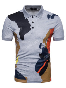 Pakistan usine hommes Polo haute qualité Jersey tissu à manches courtes Slim Fit revers couleur bloc bouton décoration imprimé - Product Image 2