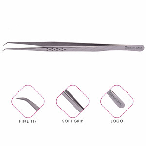 Satin Finish Eyelash Extension Tweezer with Dotted Design Private Label, Heavy Duty Stainless Steel Eyelash Extension Tweezer - Product Image 1