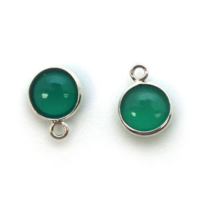 6X6MM จี้โอนิกซ์สีเขียวขนาดเล็กทำด้วยมือ925เงินสเตอร์ลิงทำด้วยมือวัสดุมุกสไตล์น่ารักสำหรับเป็นของขวัญ - Product Image 1