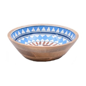 Designer Round Shape Wood <b>Food</b> Serving Bowl With Marble Base Highest Quality Bowl At Competitive Price - Product Image 3