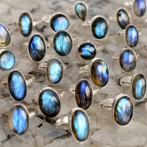 Natural Gemstone Rings Ring Necklace Labradorite Silver <b>Overlay</b> Ring Hidden for Wholesale Price Hula Hoop Loose Gemstone - Product Image 3