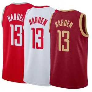 เสื้อเจอร์ซีย์ปักลายสำหรับผู้ชาย,เสื้อบาสเก็ตบอล James Harden #13ใหม่ล่าสุดปี2019