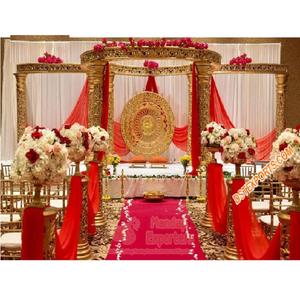 Elegante Mandap Dorado para Bodas Indias, Decoración Tradicional de Mandap Tallado en Oro, Mandap para Bodas del Sur de la India, Venta en el Reino Unido - Product Image 1
