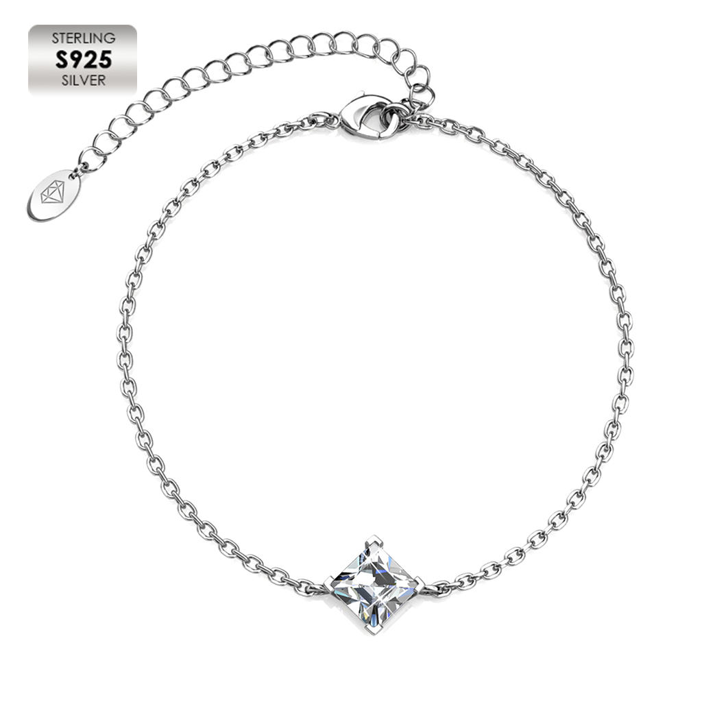 s925 18K White Gold Plated Delicate Women Bracelet