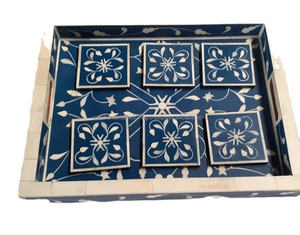 Ensemble de caboteur de plateaux de service en nacre de qualité supérieure Incrustation d'os de couleur personnalisée Style classique pour hôtels restaurants candide - Product Image 1