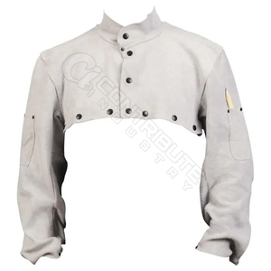 Manches de protection en cuir marron pour soudeur, résistantes à la chaleur et au feu - Product Image 6