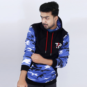 Sweat-shirt à capuche camouflage pour homme, noir, bleu, blanc, coupe classique, décontracté, pour l'automne - Product Image 2