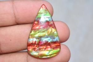 Ammolite-GEMA de cuarzo sintética para mujer, Gema artificial de cuarzo rojo con forma de ammolita - Product Image 3