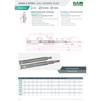 Glissière télescopique moderne RAM INDUSTRIE I46 en acier inoxydable AISI 304 à extension complète pour meubles de cuisine et de salle à manger, utilisation en extérieur