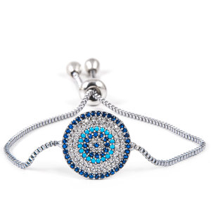 Bracelet mauvais œil en Zircon plaqué argent, bijou à la mode, nouvelle collection - Product Image 1