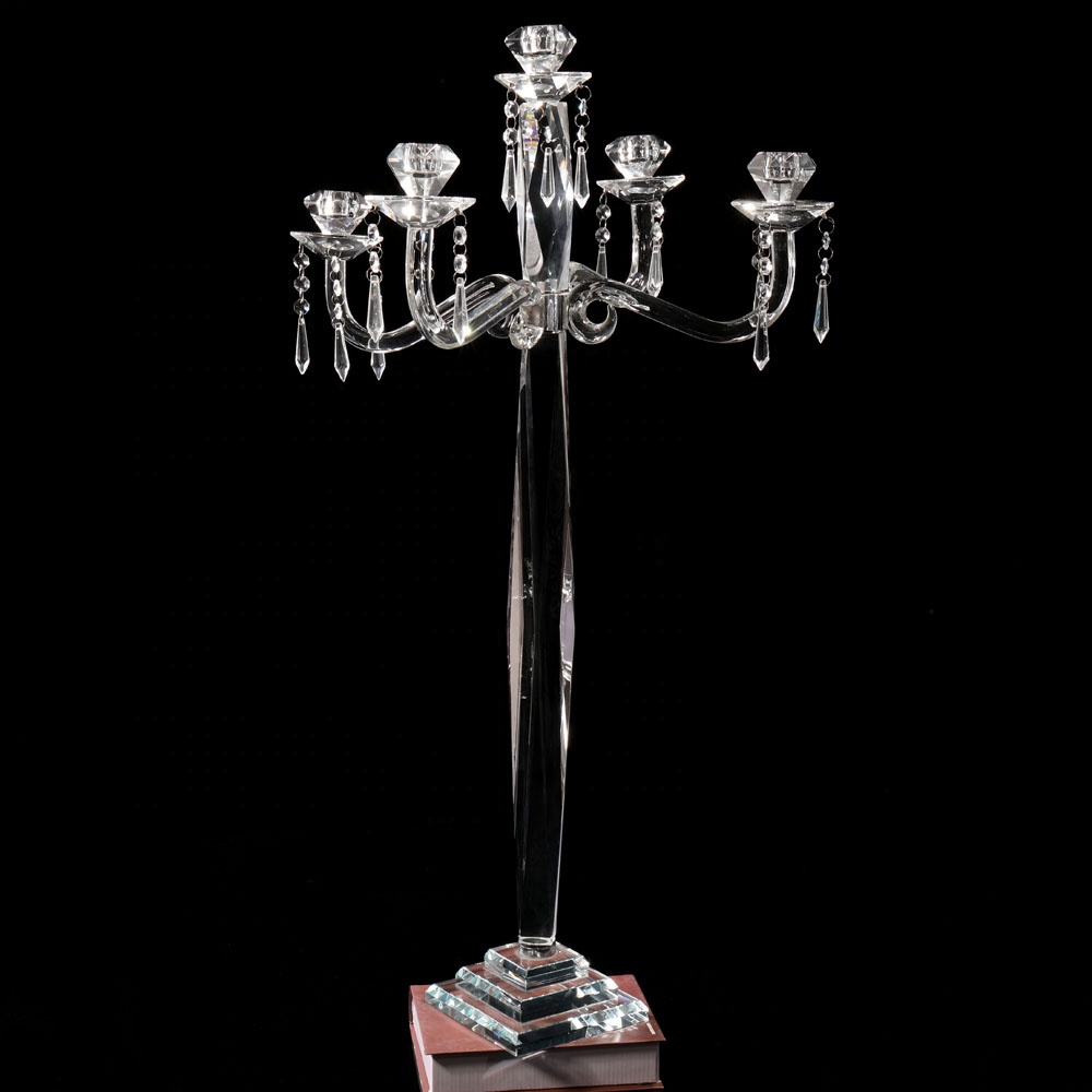 MH-Z128 5 дужками прозрачные с украшением в виде кристаллов Свадебные Декорации Кристальные канделябры
