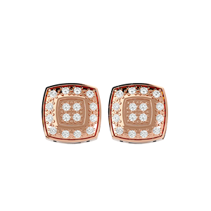 Pendientes de Diamantes Naturales de 1/2 Quilate de Primera Calidad en Oro de 10K |   Diseño de Halo Cuadrado en Racimo, Joyería Fina Unisex para Hombres y Mujeres - Product Image 5