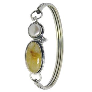 Classique Golden Rutile Gemstone Bracelet en argent sterling 925 Bracelet indien fait à la main Fine chaîne et lien Bracelet fabricant de bijoux - Product Image 3