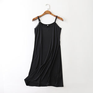 Camiseta sin mangas larga ajustable, ropa de dormir de noche, sensación Sexy, Spandex/seda, nailon, vestido con tirantes, talla grande, algodón, manga corta, patrón sólido - Product Image 3