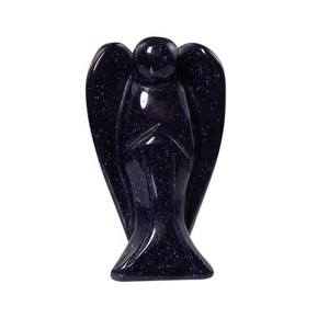 Ángel de cristal de alta calidad piedra de oro azul natural Ángel piedra tallada estatuilla Jade cristal Ángel tallado pulido al por mayor - Product Image 3