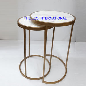 โต๊ะทำรังชุบทองอลูมิเนียมโลหะ2คู่สำหรับบ้านสำนักงานร้านอาหารโรงแรมใช้โต๊ะกาแฟ - Product Image 6