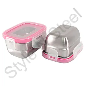 Stainless Steel new arrival mini size lunch box bulk food storage container Rectangle Mini Container Tiffin 2 Pack Set