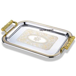 Bandeja con acabado brillante de Metal única para cocina y Hotel Bandeja de decoración de Metal recién llegada para restaurante Bandeja de servicio de catering - Product Image 1