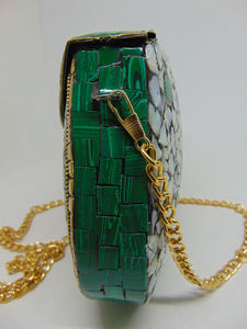 Ethnic Clutch <b>Vintage</b> Bag Handmade Metal Bag Mosaic Stone Purse Shell Bag Hand Clutch <b>Handbag</b> for Women From Clutches - Product Image 2