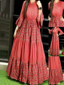 ชุดราตรียาวผ้าฝ้ายพิมพ์ลายผ้าเรยอนสำหรับสาวอินเดียเสื้อผ้าสำหรับงานเทศกาลแฟชั่น - Product Image 2