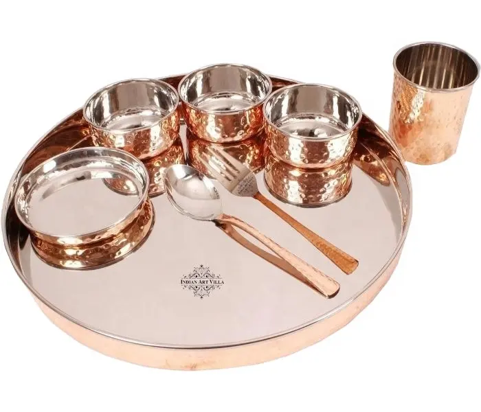 Pure Shiny Copper Hammered Dinner Thali Set zum Großhandels preis Umwelt freundliche Produkt hersteller und Lieferanten aus Indien