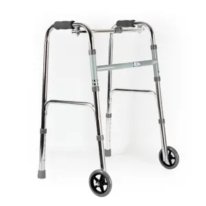 Andador plegable de aluminio ligero para personas mayores, andador vertical con ruedas delanteras