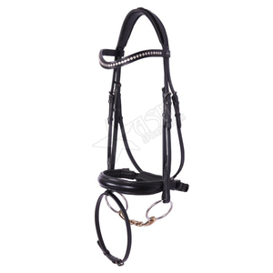 Meilleure vente de bride de course de chevaux en cuir de luxe bride de cheval équestre en cuir véritable aux prix de gros - Product Image 4