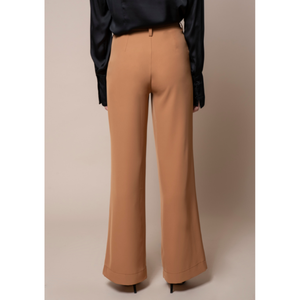 Pantalones elegantes anchos de la mejor calidad italiana, 100% italianos, con bolsillos franceses, para mujer de cintura alta. Para fiestas - Product Image 2
