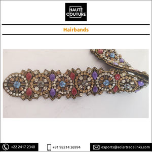 Gomas opacas bordadas a mano para niña, diadema con cuentas de cilindro, diademas de moda - Product Image 2