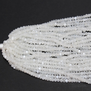 Cuentas de piedras preciosas Rondelle facetadas de piedra lunar blanca AAA Natural de 3mm y 4mm, compre ahora de Fabricante Mayorista Regular en línea - Product Image 2