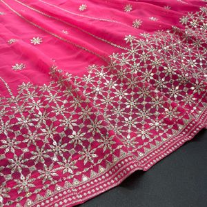 พราวและน่าประทับใจของผู้หญิงหนัก Georgette ลำดับ Zari แฟนซีทำงาน Lehenga Choli กับผีเสื้อสุทธิ Dupatta - Product Image 6