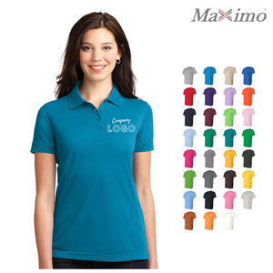 Camiseta de piqué para mujer, uniforme de trabajo, informal, estampado, 100% algodón, etiqueta personalizada, Color sólido, Polo - Product Image 4