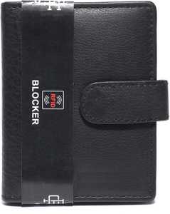 Moda para hombres y mujeres Formal e informal negro cuero genuino RFID tarjetero Mini billetera corta con Mini ranuras para tarjetas para la moda - Product Image 1