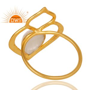 Rainbow <b>Moonstone</b> Ring Gemstone Jewelry Wholesale 18k Gold Plated 925 Silver Art Deco Style Ring Classic Collection - Product Image 3