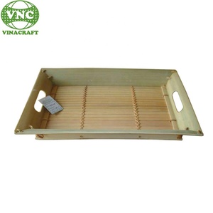 Plateau de service Greeneco rectangulaire avec poignées en bambou, plateau à thé - Product Image 1