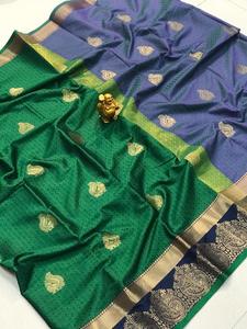 Nuevo hermoso aspecto ropa de boda saree de seda de algodón con blusa pieza mujer India wear sari barato venta al por mayor surat - Product Image 3