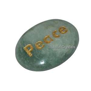 Best Saler of Green Aventurine Engraved Peace Word Healing Stone : Green Aventurine Engraved Peace Word Healing Stone For Sale - Product Image 1