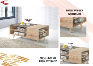 Mesa de centro de madera, moderna y Multicapa, con pata sólida - Product Image 5