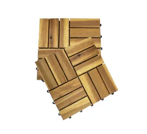 Pisos de madeira de acácia modernos, sistema de bloqueio de 12 ripas de azulejos, à prova d'água, para pisos de madeira internos e externos